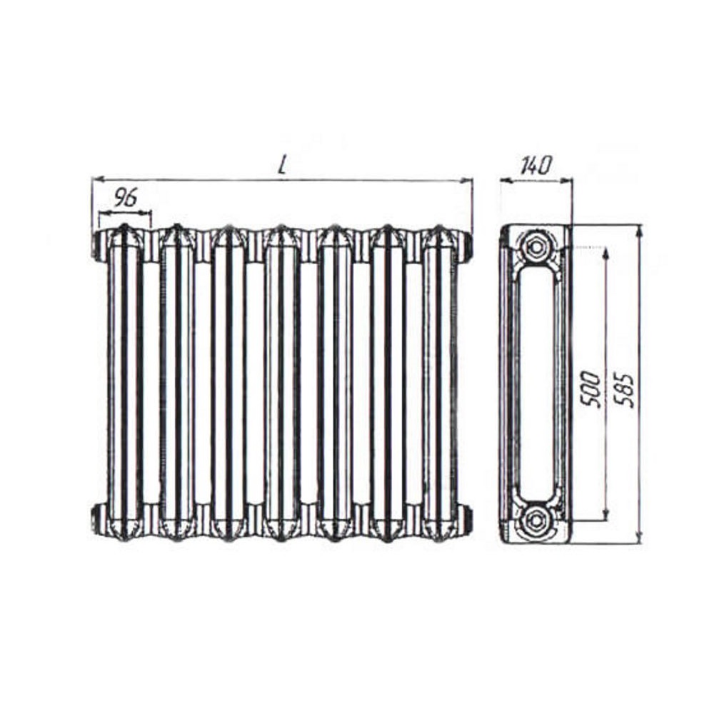 Радиатор чугунный ЛЛМЗ МС-140 М 500 Красно-коричневый — изображение 3