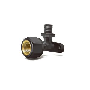 Угольник Varmega Slide-fit 90 с внутренней резьбой аксиальный с креплением