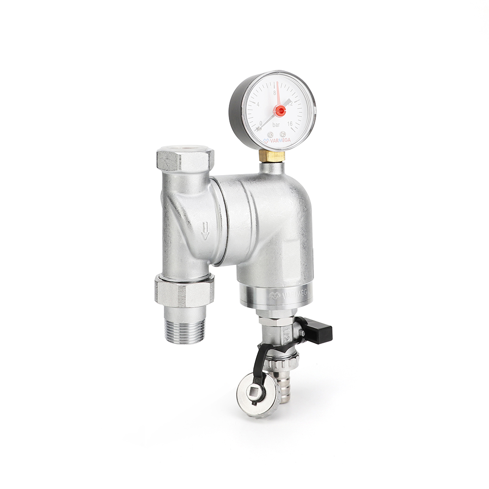 Фильтр сетчатый промывной Varmega VMSF03 поворотный, с разъемным соединением и манометром — изображение 2